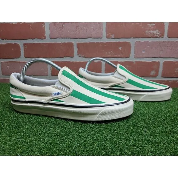 Vans Green White Stripes Off The Wall Style 98 Mens 8 (Wm 9.5) Ultracush Soles