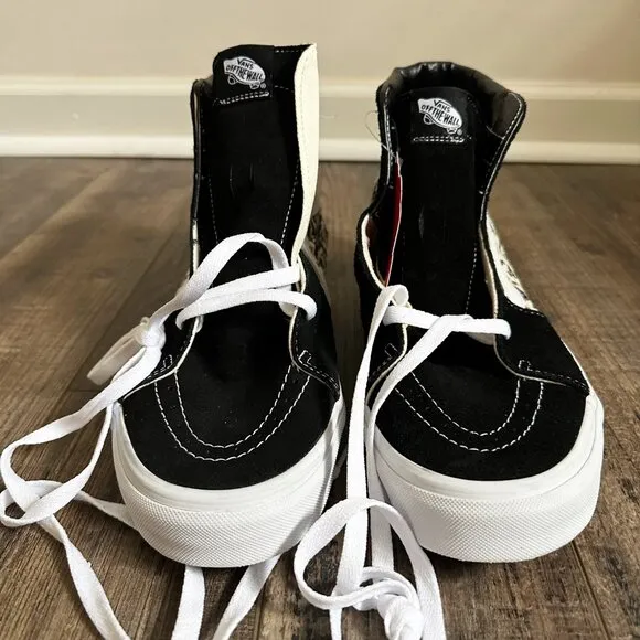 Vans Men's Sk8-Hi Skull Tapestry Black Bone White Canvas Suede Shoes Size 13 NEW