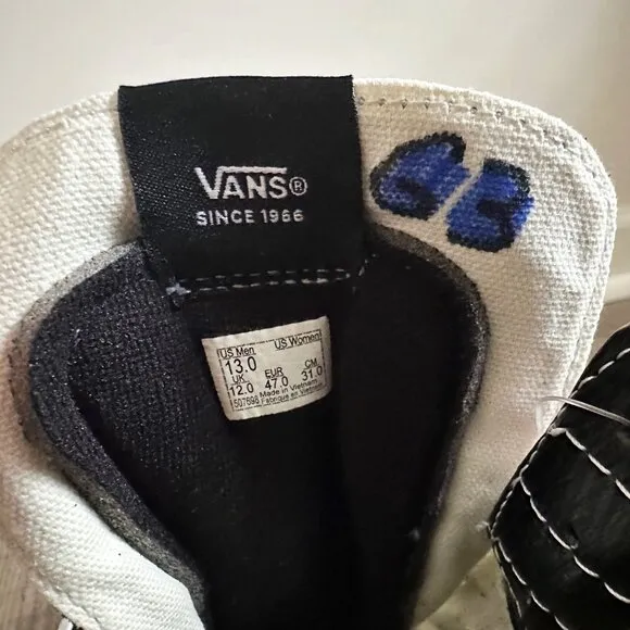 Vans Men's Sk8-Hi Skull Tapestry Black Bone White Canvas Suede Shoes Size 13 NEW