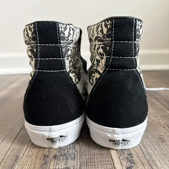 Vans Men's Sk8-Hi Skull Tapestry Black Bone White Canvas Suede Shoes Size 13 NEW