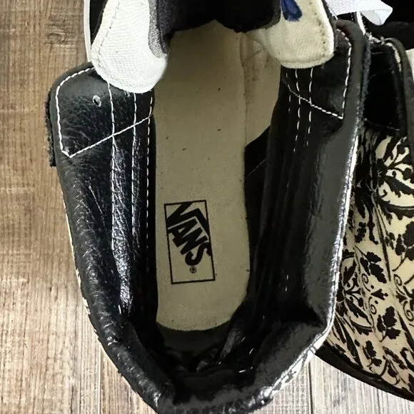 Vans Men's Sk8-Hi Skull Tapestry Black Bone White Canvas Suede Shoes Size 13 NEW