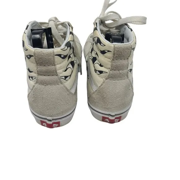 Vans off The Wall Sk8 Hi Checkerboard Flames M6.5‎ /w8 Black/White Shoes Suede