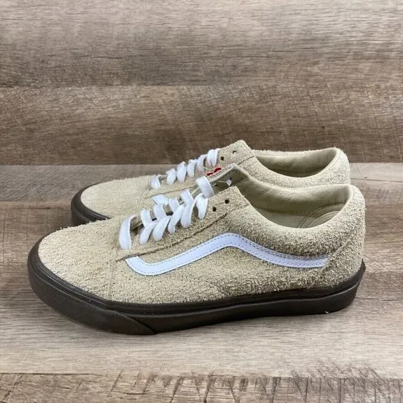 VANS Old Skool Hairy Suede Khaki Tan Brown Sneakers Shoes Mens 7.5 Womens 9 NEW