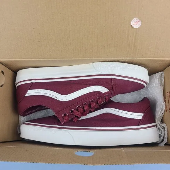 Vans Old Skool Mens Size 6.5 Canvas Skate Shoes Cordovan True White VN0001R1GEZ