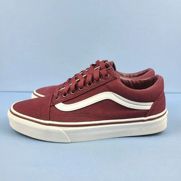 Vans Old Skool Mens Size 6.5 Canvas Skate Shoes Cordovan True White VN0001R1GEZ