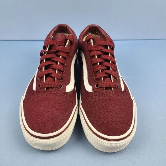 Vans Old Skool Mens Size 6.5 Canvas Skate Shoes Cordovan True White VN0001R1GEZ