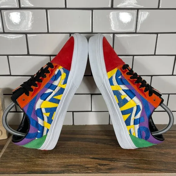 Vans Old Skool Mens Size 6.5 Shoes Multicolor Suede Canvas Statement Sneakers