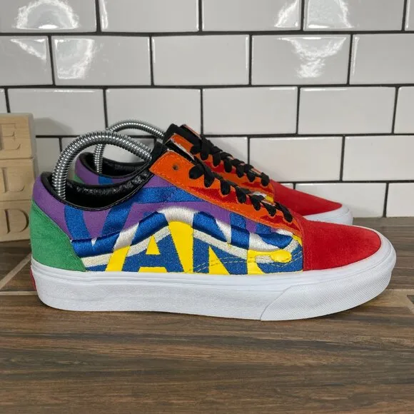 Vans Old Skool Mens Size 6.5 Shoes Multicolor Suede Canvas Statement Sneakers