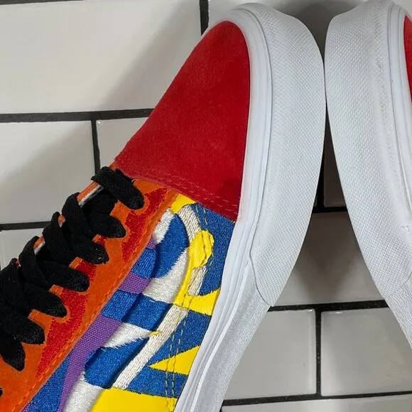Vans Old Skool Mens Size 6.5 Shoes Multicolor Suede Canvas Statement Sneakers