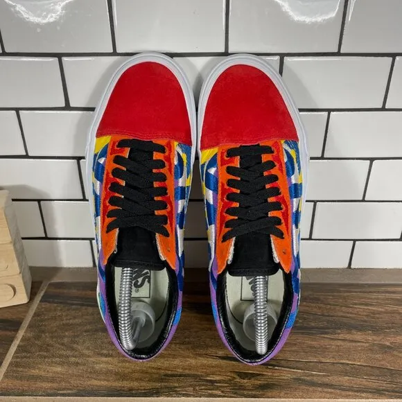 Vans Old Skool Mens Size 6.5 Shoes Multicolor Suede Canvas Statement Sneakers