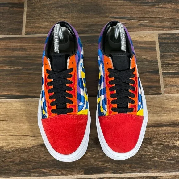 Vans Old Skool Mens Size 6.5 Shoes Multicolor Suede Canvas Statement Sneakers