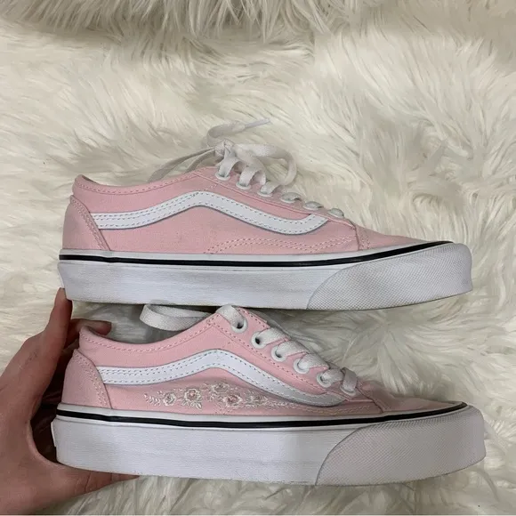 Vans Old Skool Pink Floral Embroidered Shoes
