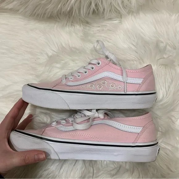 Vans Old Skool Pink Floral Embroidered Shoes