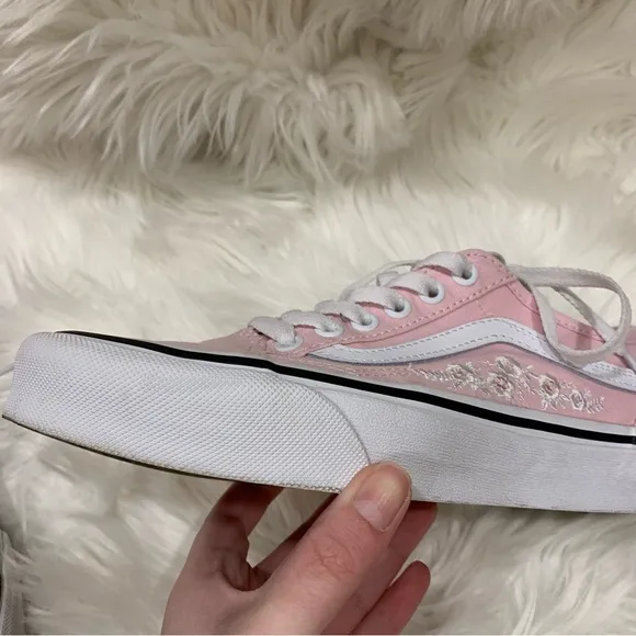 Vans Old Skool Pink Floral Embroidered Shoes