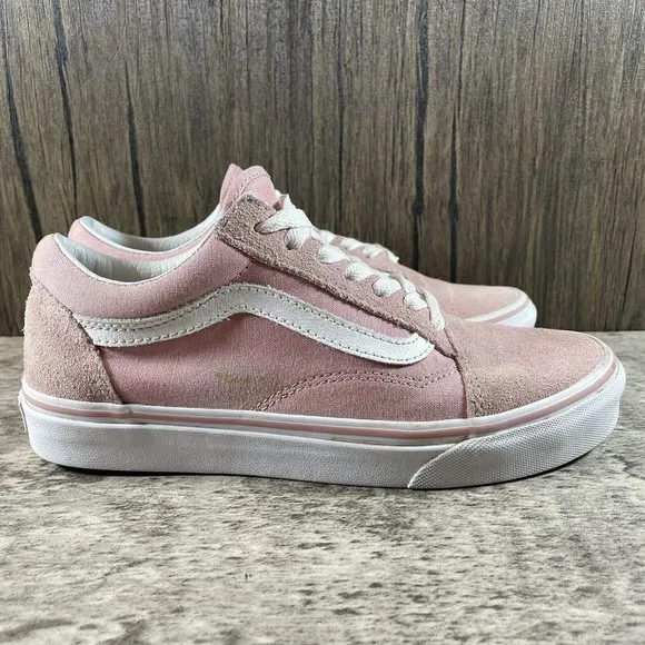 Vans Pink Old Skool Suede Canvas Lace Up Trainers Shoes Women’s Size 7