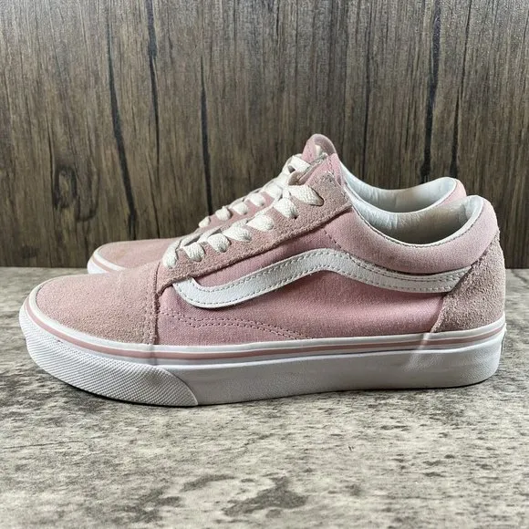Vans Pink Old Skool Suede Canvas Lace Up Trainers Shoes Women’s Size 7