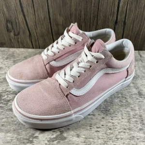 Vans Pink Old Skool Suede Canvas Lace Up Trainers Shoes Women’s Size 7