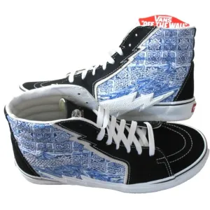 Vans Sk8-Hi Bolt Liquify Black Blue White Canvas Suede Skate shoes Sizes NIB