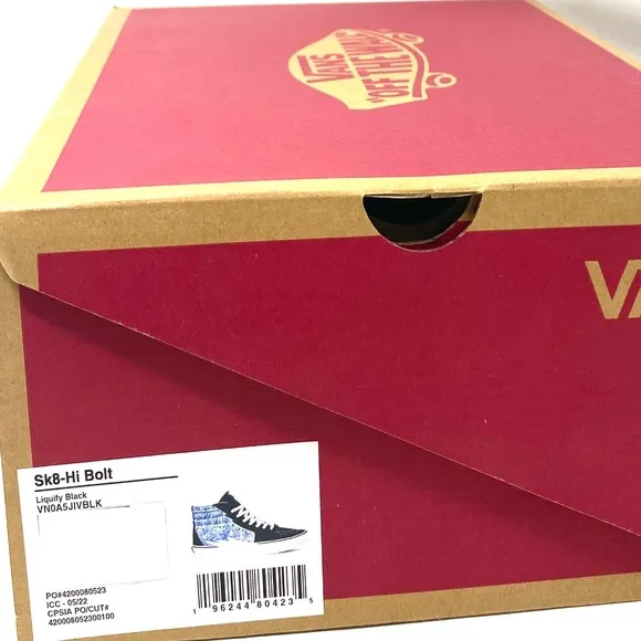 VANS Sk8-Hi Bolt Skate Shoes Canvas Suede Sneakers Blue Black Women VN0A5JIBLK