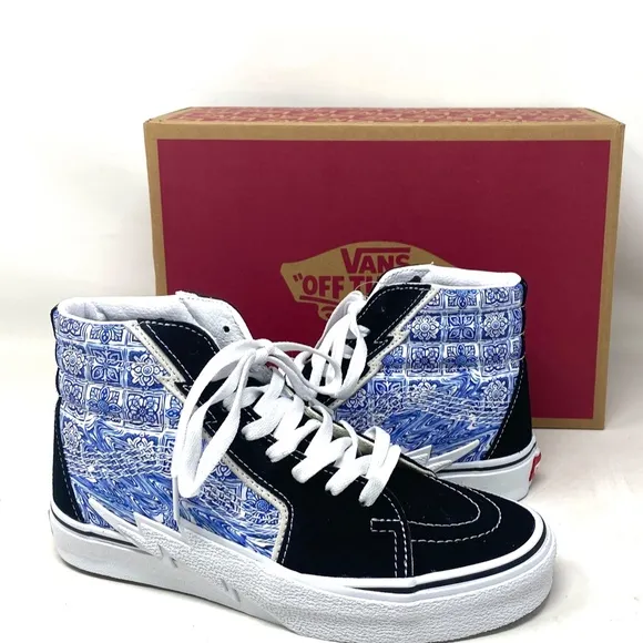 VANS Sk8-Hi Bolt Skate Shoes Canvas Suede Sneakers Blue Black Women VN0A5JIBLK
