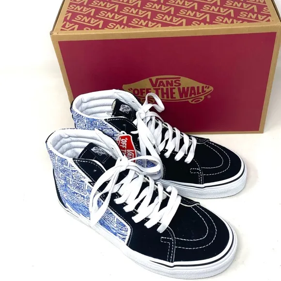 VANS Sk8-Hi Bolt Skate Shoes Canvas Suede Sneakers Blue Black Women VN0A5JIBLK