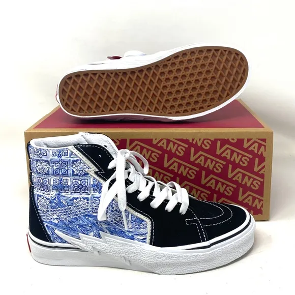 VANS Sk8-Hi Bolt Skate Shoes Canvas Suede Sneakers Blue Black Women VN0A5JIBLK