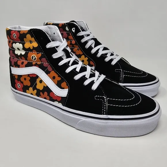 Vans Sk8 Hi Flower Black / Multi Colored Mens Size 10 Sneakers Lace Up Shoes NEW