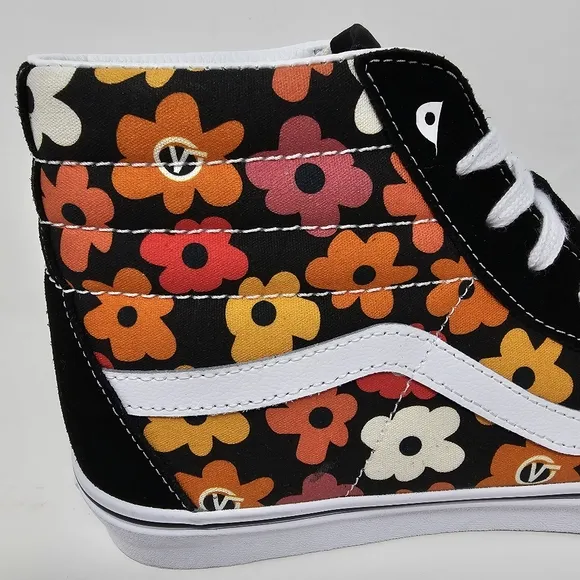 Vans Sk8 Hi Flower Black / Multi Colored Mens Size 10 Sneakers Lace Up Shoes NEW