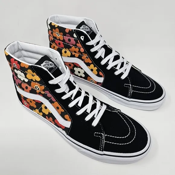 Vans Sk8 Hi Flower Black / Multi Colored Mens Size 10 Sneakers Lace Up Shoes NEW