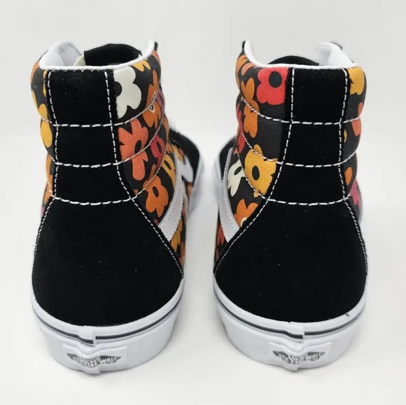 Vans Sk8 Hi Flower Black / Multi Colored Mens Size 10 Sneakers Lace Up Shoes NEW