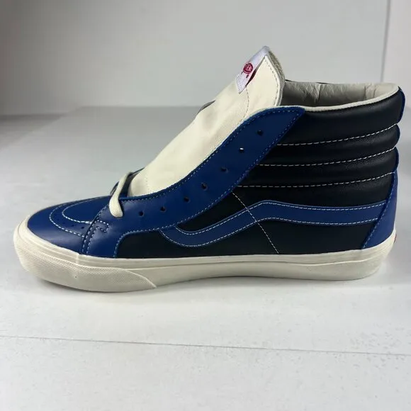 VANS SK8 Hi Leather Shoe Men 11 True Blue &amp; Black Skateboard Sneaker VN0A4BVHXHU