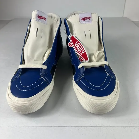 VANS SK8 Hi Leather Shoe Men 11 True Blue &amp; Black Skateboard Sneaker VN0A4BVHXHU