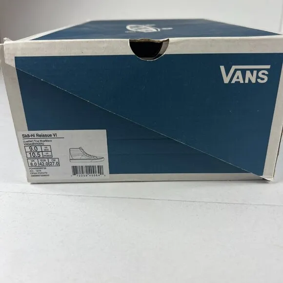 VANS SK8 Hi Leather Shoe Men 11 True Blue &amp; Black Skateboard Sneaker VN0A4BVHXHU
