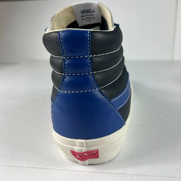 VANS SK8 Hi Leather Shoe Men 11 True Blue &amp; Black Skateboard Sneaker VN0A4BVHXHU