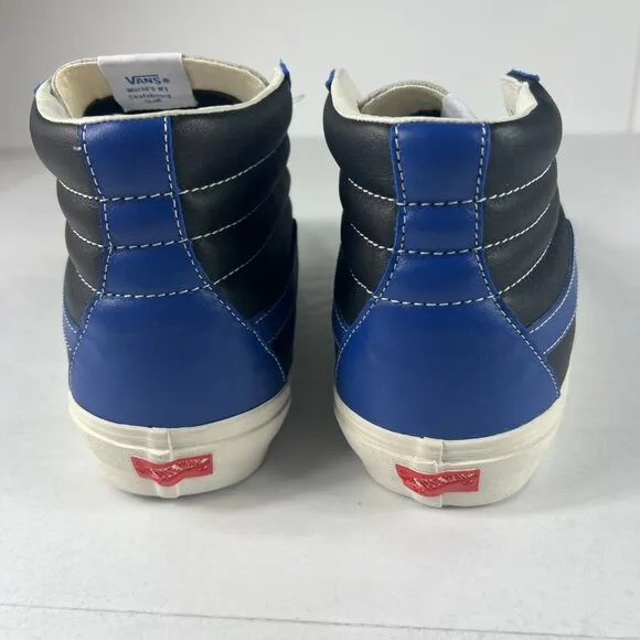 VANS SK8 Hi Leather Shoe Men 11 True Blue &amp; Black Skateboard Sneaker VN0A4BVHXHU