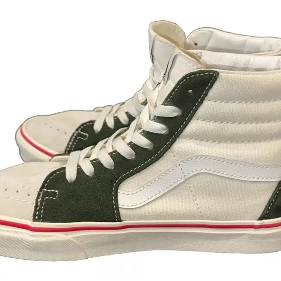 VANS Sk8-Hi Retro Sport - Marshmallow Kombu Green EUC Skateboard Shoe Size 6.5