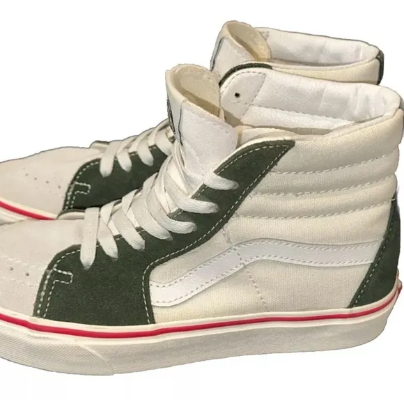VANS Sk8-Hi Retro Sport - Marshmallow Kombu Green EUC Skateboard Shoe Size 6.5