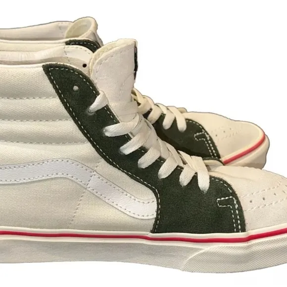 VANS Sk8-Hi Retro Sport - Marshmallow Kombu Green EUC Skateboard Shoe Size 6.5