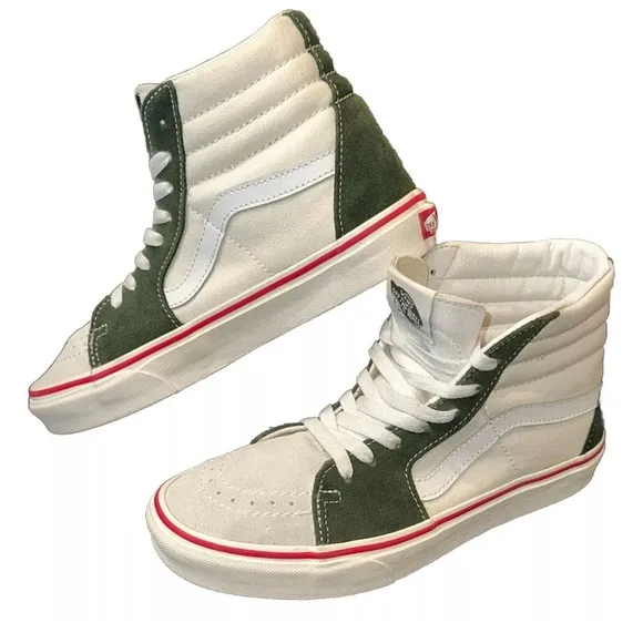 VANS Sk8-Hi Retro Sport - Marshmallow Kombu Green EUC Skateboard Shoe Size 6.5