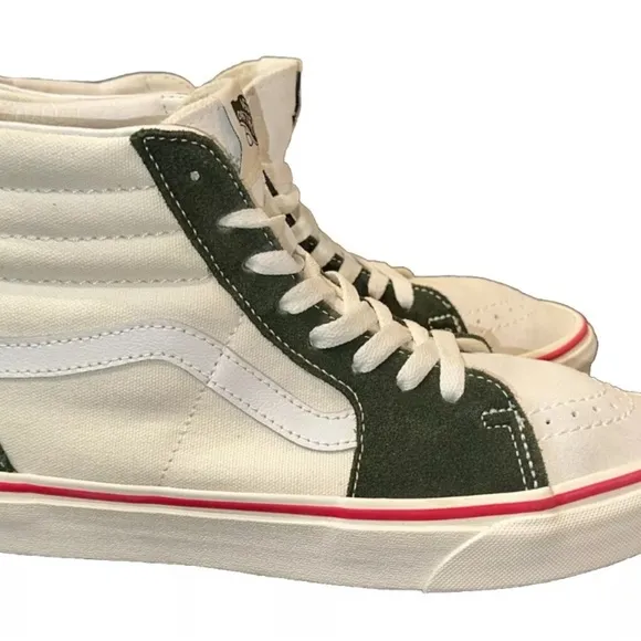 VANS Sk8-Hi Retro Sport - Marshmallow Kombu Green EUC Skateboard Shoe Size 6.5