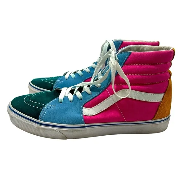 VANS SK8-Hi Shoes Colorblock Multi Bright Yacht Club Suede Lace Up Sneakers - 11