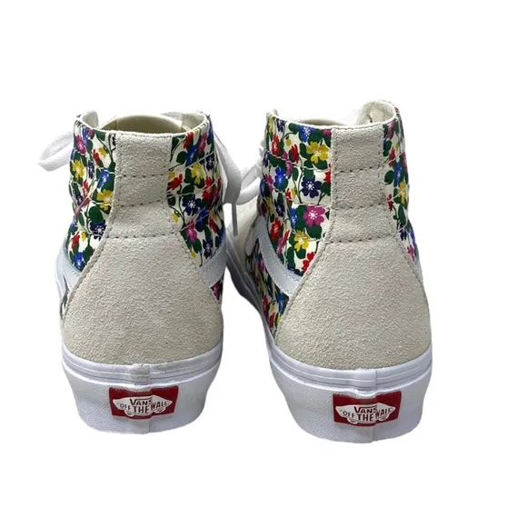 VANS Sk8-Hi Tapered Sneakers Women's Canvas Suede Floral White Shoes VN0A5KRUWHT