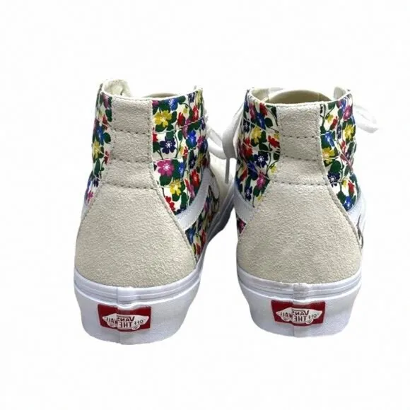 VANS Sk8-Hi Tapered Sneakers Women's Canvas Suede VN0A5KRUWHT Shoes White Floral