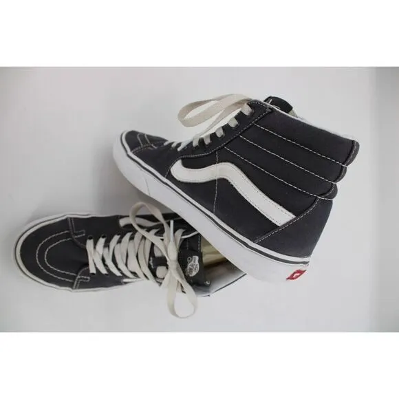 Vans Sk8 Hi Top Skate Shoes, Skateboarding Sidestripe GRAY Canvas Mens 7.5