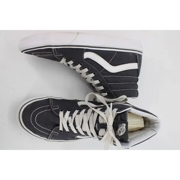 Vans Sk8 Hi Top Skate Shoes, Skateboarding Sidestripe GRAY Canvas Mens 7.5
