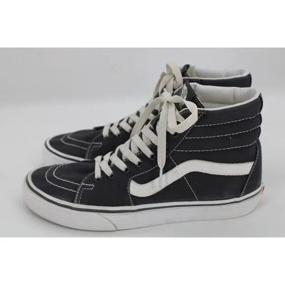 Vans Sk8 Hi Top Skate Shoes, Skateboarding Sidestripe GRAY Canvas Mens 7.5