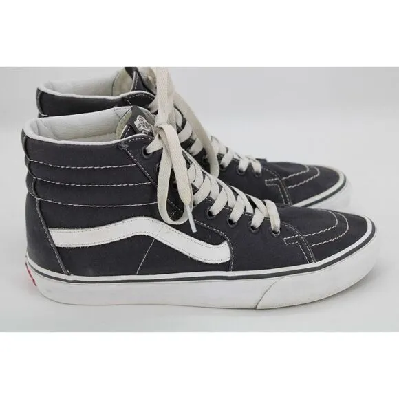 Vans Sk8 Hi Top Skate Shoes, Skateboarding Sidestripe GRAY Canvas Mens 7.5