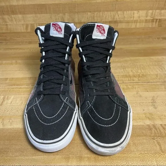 Vans Sk8 Hi Top Shoes Black Burgundy Palm Trees Plant TC6D Mens 9.5 Womens 11