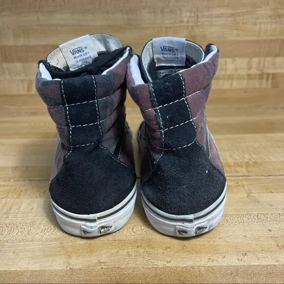 Vans Sk8 Hi Top Shoes Black Burgundy Palm Trees Plant TC6D Mens 9.5 Womens 11