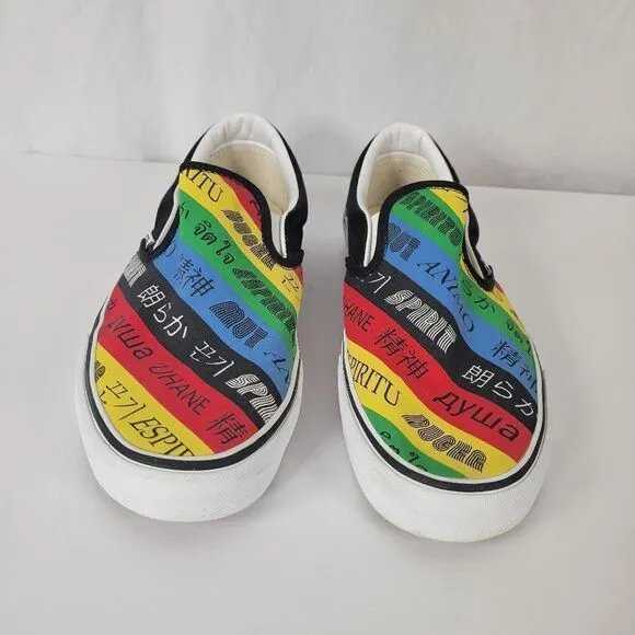 VANS Spirit 2020 Olympics International‎ Script Bright Slip-Ons Size 10.5